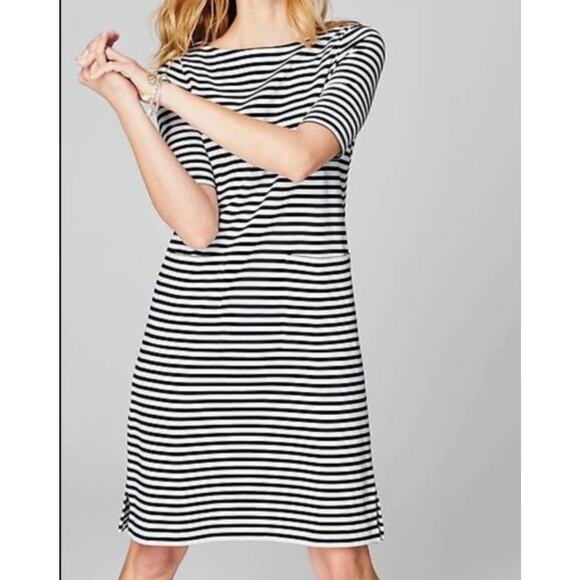 J.Jill black and white striped short sleeve t-shirt dress, size Small - Picture 1 of 7